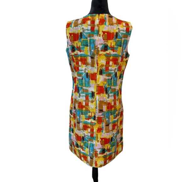TAHARI ASL Abstract Watercolor Sheath Dress Size 10 - Vibrant Art Print - Picture 4 of 8